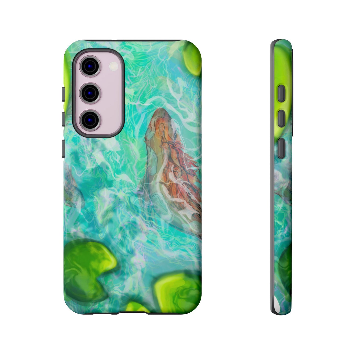 Watercolor Phone Case, Nature Lover Gift, Tough Phone Cover, Phone Accessory, Unique Design for Spring/Summer, Lily Pad, Fish Pond