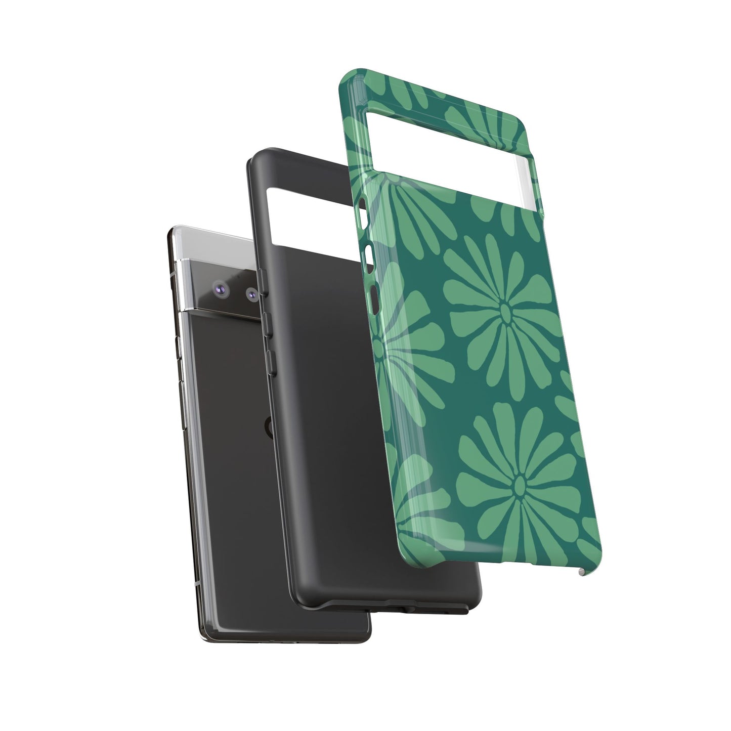 Stylish iPhone Case, Floral Phone Cover, Tough Phone Cases, Green Daisy Design, Unique Gift for Her, Spring Accessories