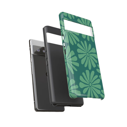 Stylish iPhone Case, Floral Phone Cover, Tough Phone Cases, Green Daisy Design, Unique Gift for Her, Spring Accessories