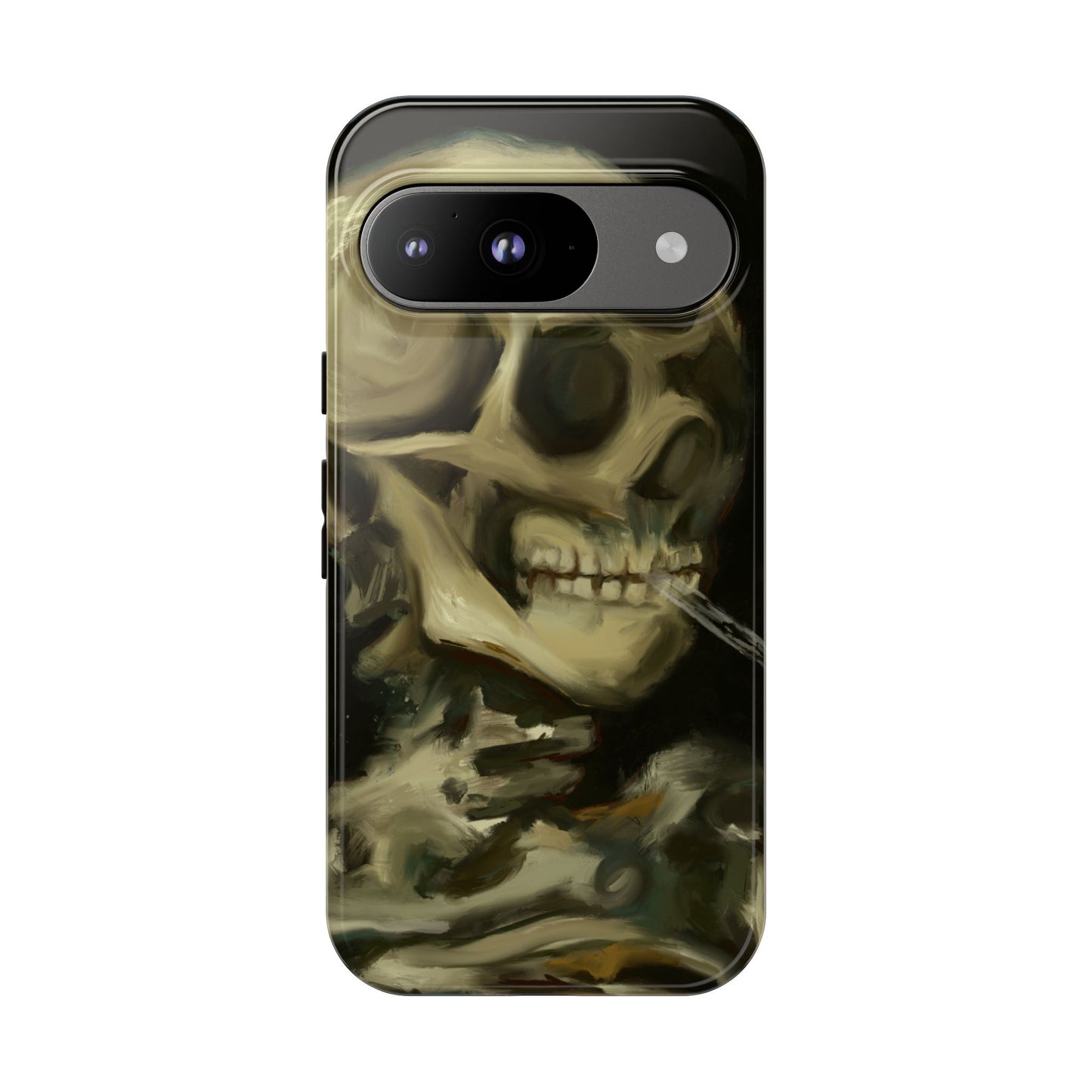 Skull Phone Case - Tough Cases, Macabre Style, Unique Accessories, Perfect for Halloween, Gothic Decor, Edgy Gift Idea | Van Gogh Reimagined, Abstract Twist on  Van Gogh's Skeleton with Burning Cigarette
