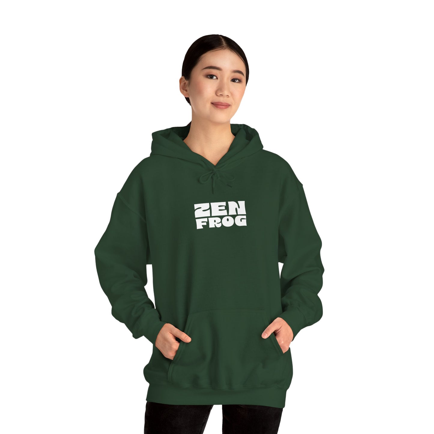 Zen Frog Octopus Unisex Heavy Blend Hooded Sweatshirt, Cozy Graphic Hoodie, Gift for Ocean Lovers, Unique Casual Wear, Relaxed Style