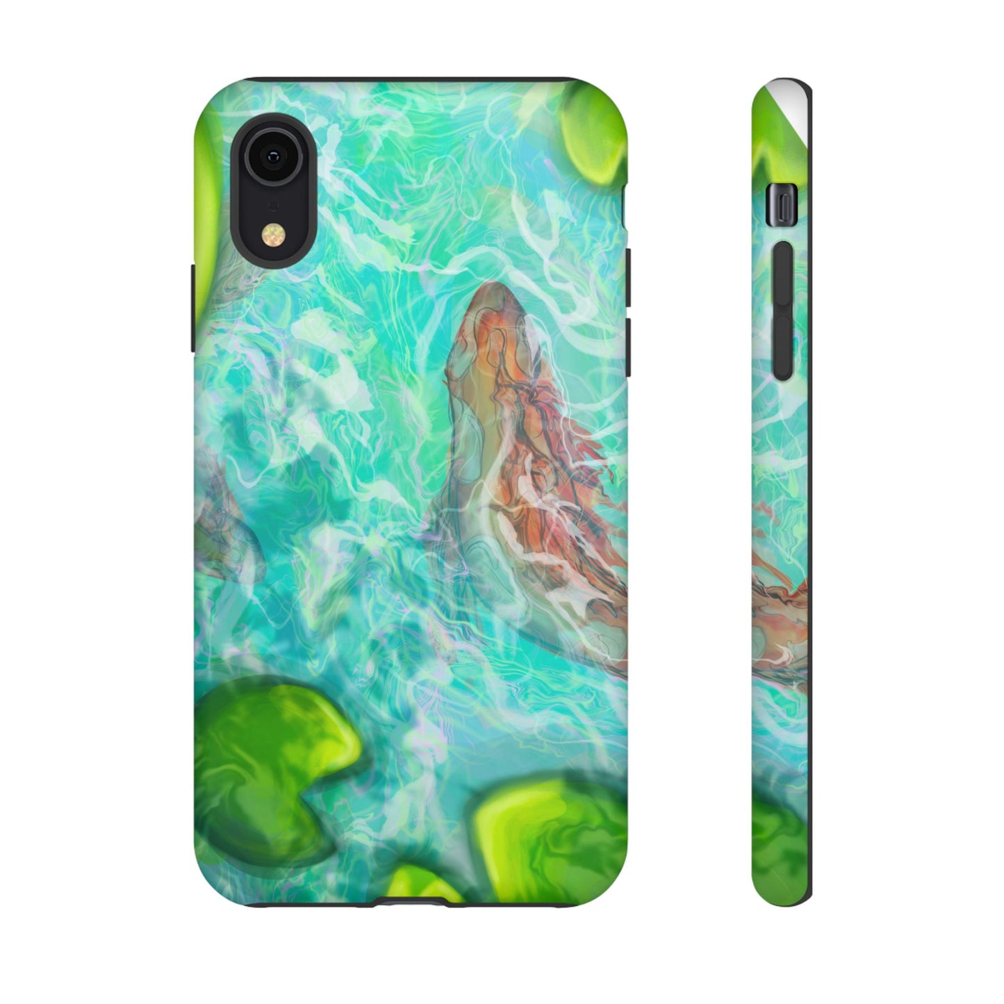 Watercolor Phone Case, Nature Lover Gift, Tough Phone Cover, Phone Accessory, Unique Design for Spring/Summer, Lily Pad, Fish Pond