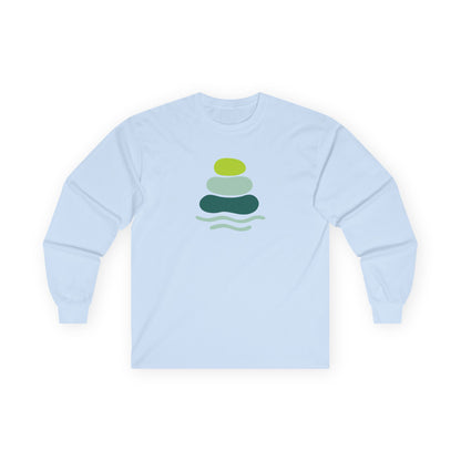Serene Stacked Stones Long Sleeve Tee, Unisex Long Sleeve Shirt, Relaxation Tee, Gift for Yoga Lovers, Mindfulness Apparel