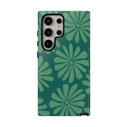 Stylish iPhone Case, Floral Phone Cover, Tough Phone Cases, Green Daisy Design, Unique Gift for Her, Spring Accessories
