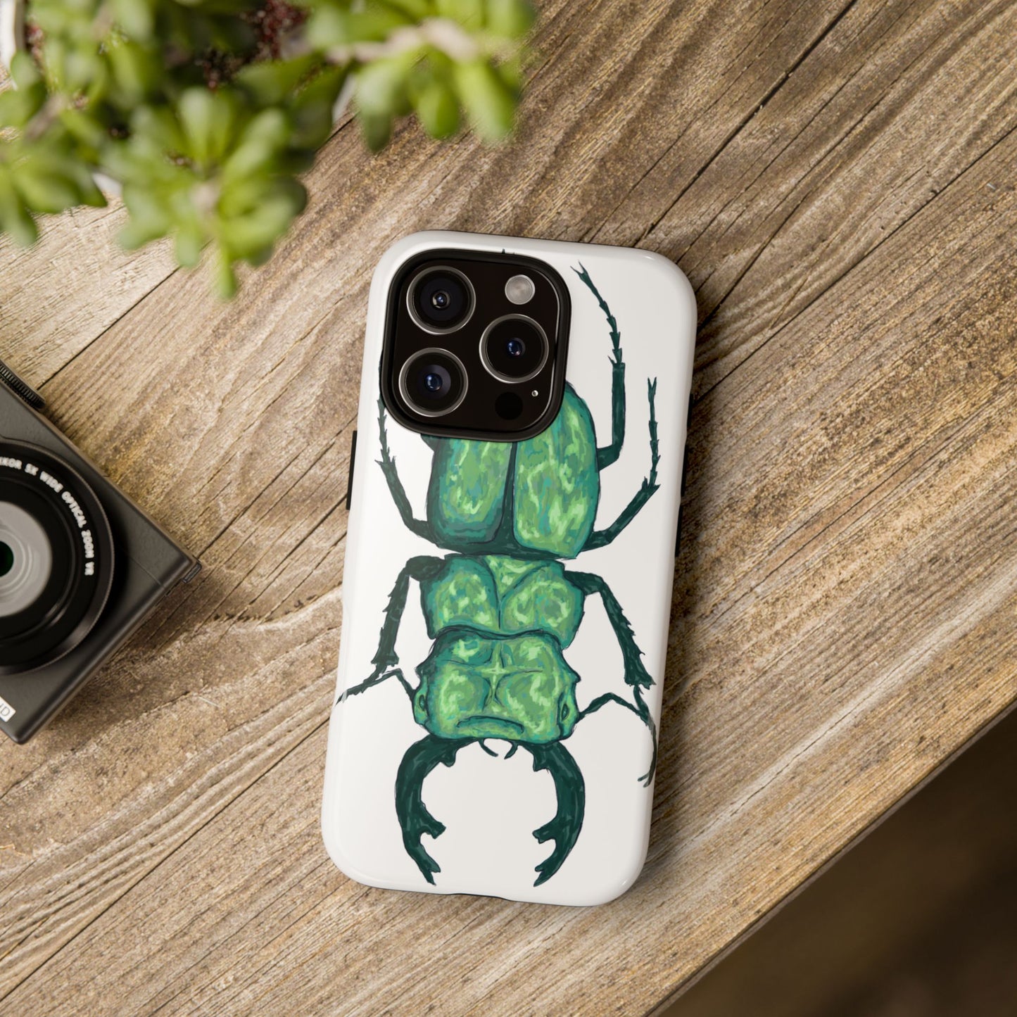 Green Beetle Phone Case - Tough Cases, Insect Lover Gift, Nature Lover Accessory, Unique Phone Cover, Eco-Friendly Design