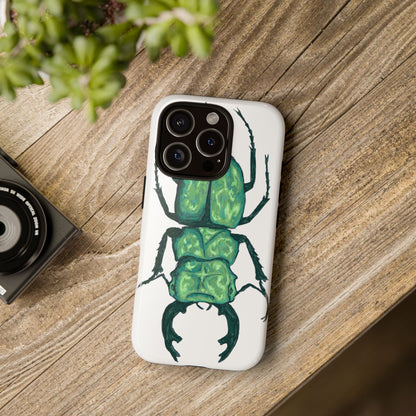 Green Beetle Phone Case - Tough Cases, Insect Lover Gift, Nature Lover Accessory, Unique Phone Cover, Eco-Friendly Design