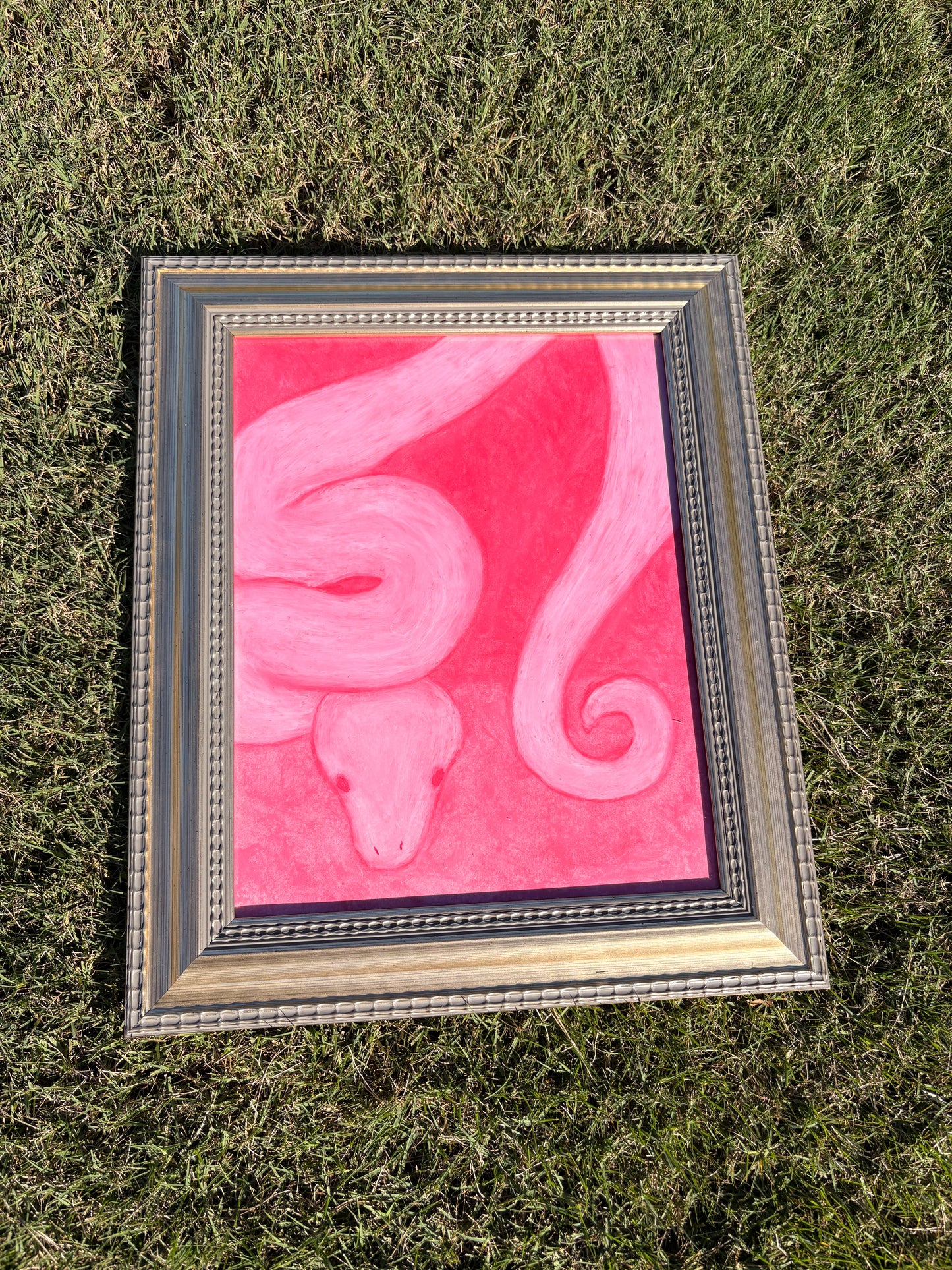 “Coiled in Rosé” — Original 11x14 Oil Pastel Artwork