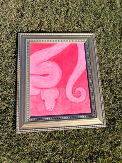 “Coiled in Rosé” — Original 11x14 Oil Pastel Artwork