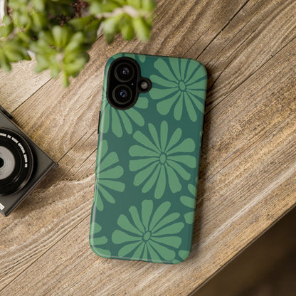 Stylish iPhone Case, Floral Phone Cover, Tough Phone Cases, Green Daisy Design, Unique Gift for Her, Spring Accessories
