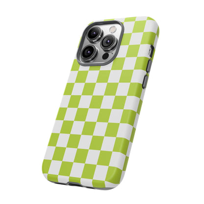Lively Checker Pattern Phone Case | Tough Cases, Green Checkered Design, Unique Cell Phone Cover, Trendy Accessory, Gift Idea