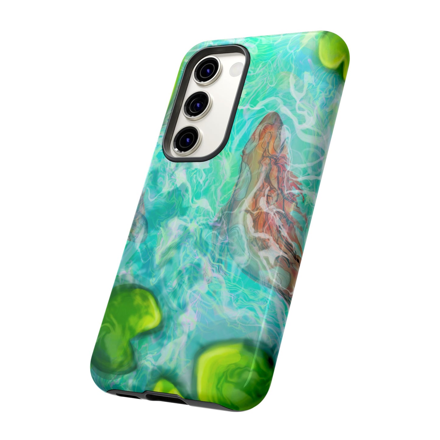 Watercolor Phone Case, Nature Lover Gift, Tough Phone Cover, Phone Accessory, Unique Design for Spring/Summer, Lily Pad, Fish Pond
