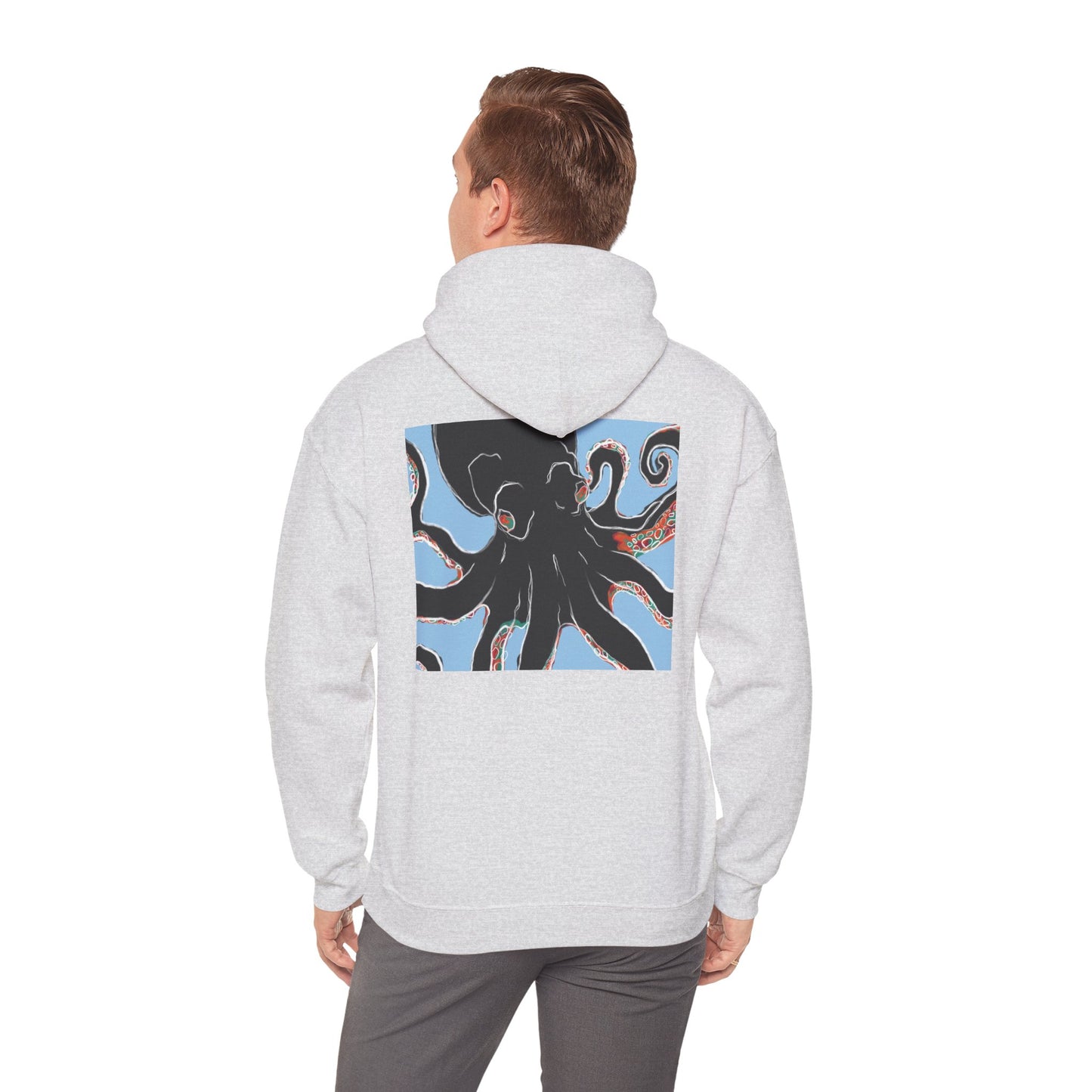 Zen Frog Octopus Unisex Heavy Blend Hooded Sweatshirt, Cozy Graphic Hoodie, Gift for Ocean Lovers, Unique Casual Wear, Relaxed Style