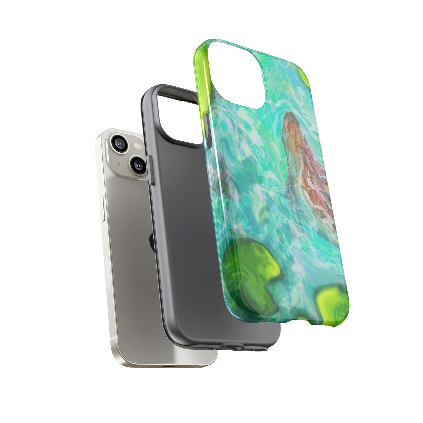 Watercolor Phone Case, Nature Lover Gift, Tough Phone Cover, Phone Accessory, Unique Design for Spring/Summer, Lily Pad, Fish Pond