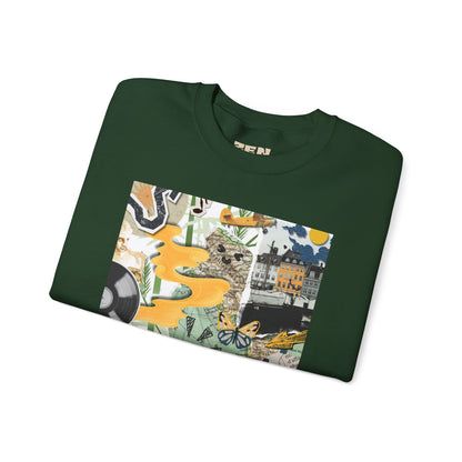 Vibrant Art Sweatshirt for Creatives, Cozy Fall Layering, Gift for Artists, Unique Graphic Pullovers, Casual Everyday Wear, Abstract, Vintage, Collage, Crewneck, Cool Hoodies