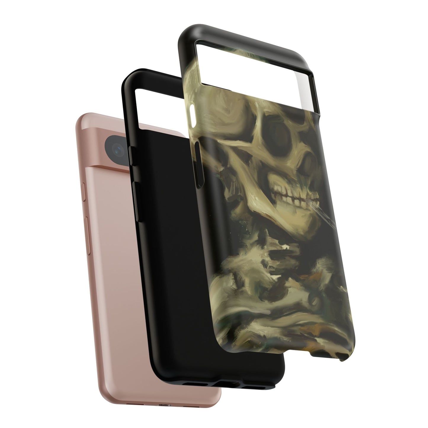 Skull Phone Case - Tough Cases, Macabre Style, Unique Accessories, Perfect for Halloween, Gothic Decor, Edgy Gift Idea | Van Gogh Reimagined, Abstract Twist on  Van Gogh's Skeleton with Burning Cigarette