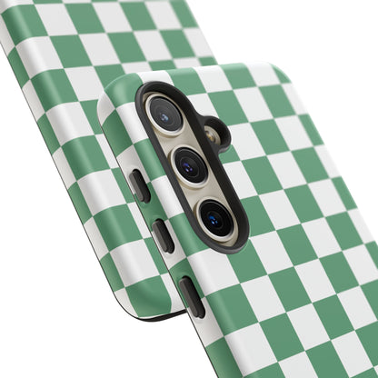 Stylish Phone Case - Green Checker Print, Trendy Phone Cover, Unique Gift, Modern Accessories, Eco-Friendly Case