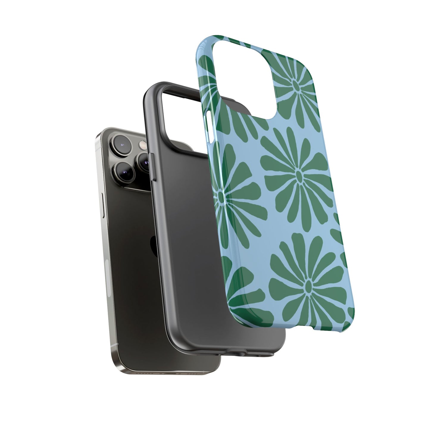 Stylish iPhone Case, Floral Phone Cover, Tough Phone Cases, Green Daisy Design, Unique Gift for Her, Spring Accessories