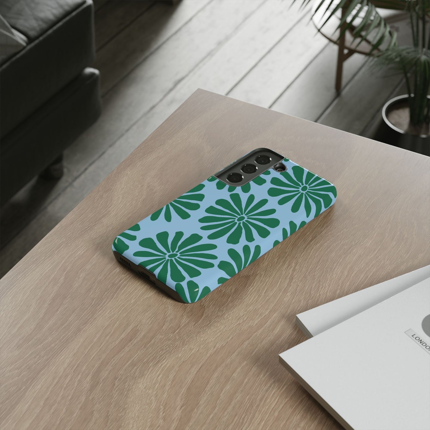Stylish iPhone Case, Floral Phone Cover, Tough Phone Cases, Green Daisy Design, Unique Gift for Her, Spring Accessories
