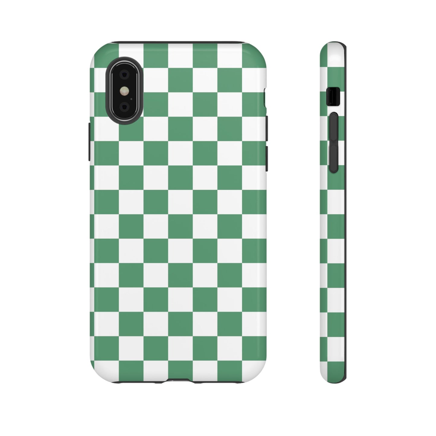 Stylish Phone Case - Green Checker Print, Trendy Phone Cover, Unique Gift, Modern Accessories, Eco-Friendly Case