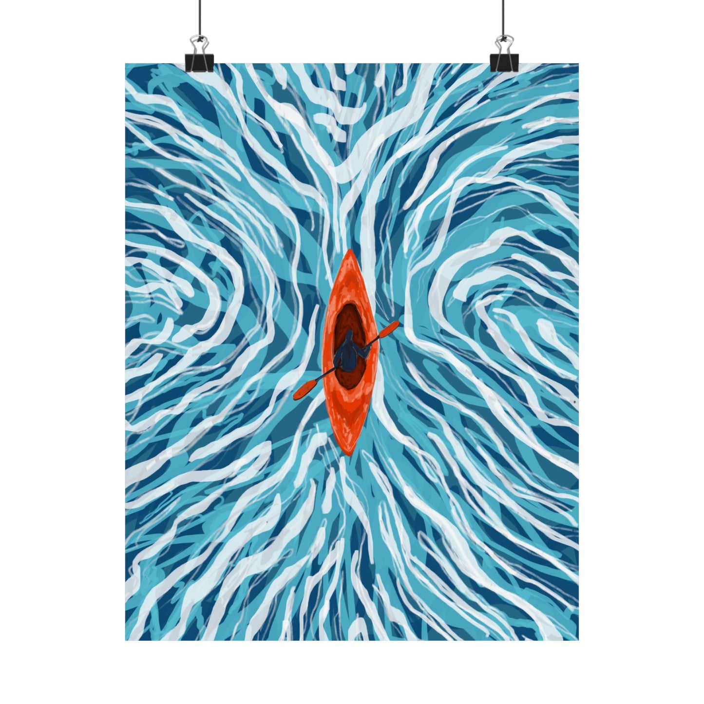 Vibrant Kayaking Poster Print, Adventure Wall Art, Calm Waters Decor, Gift for Outdoor Lovers, Home Office Accent