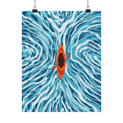 Vibrant Kayaking Poster Print, Adventure Wall Art, Calm Waters Decor, Gift for Outdoor Lovers, Home Office Accent