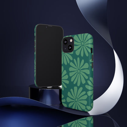 Stylish iPhone Case, Floral Phone Cover, Tough Phone Cases, Green Daisy Design, Unique Gift for Her, Spring Accessories