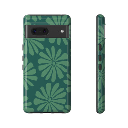 Stylish iPhone Case, Floral Phone Cover, Tough Phone Cases, Green Daisy Design, Unique Gift for Her, Spring Accessories