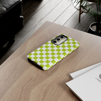 Lively Checker Pattern Phone Case | Tough Cases, Green Checkered Design, Unique Cell Phone Cover, Trendy Accessory, Gift Idea