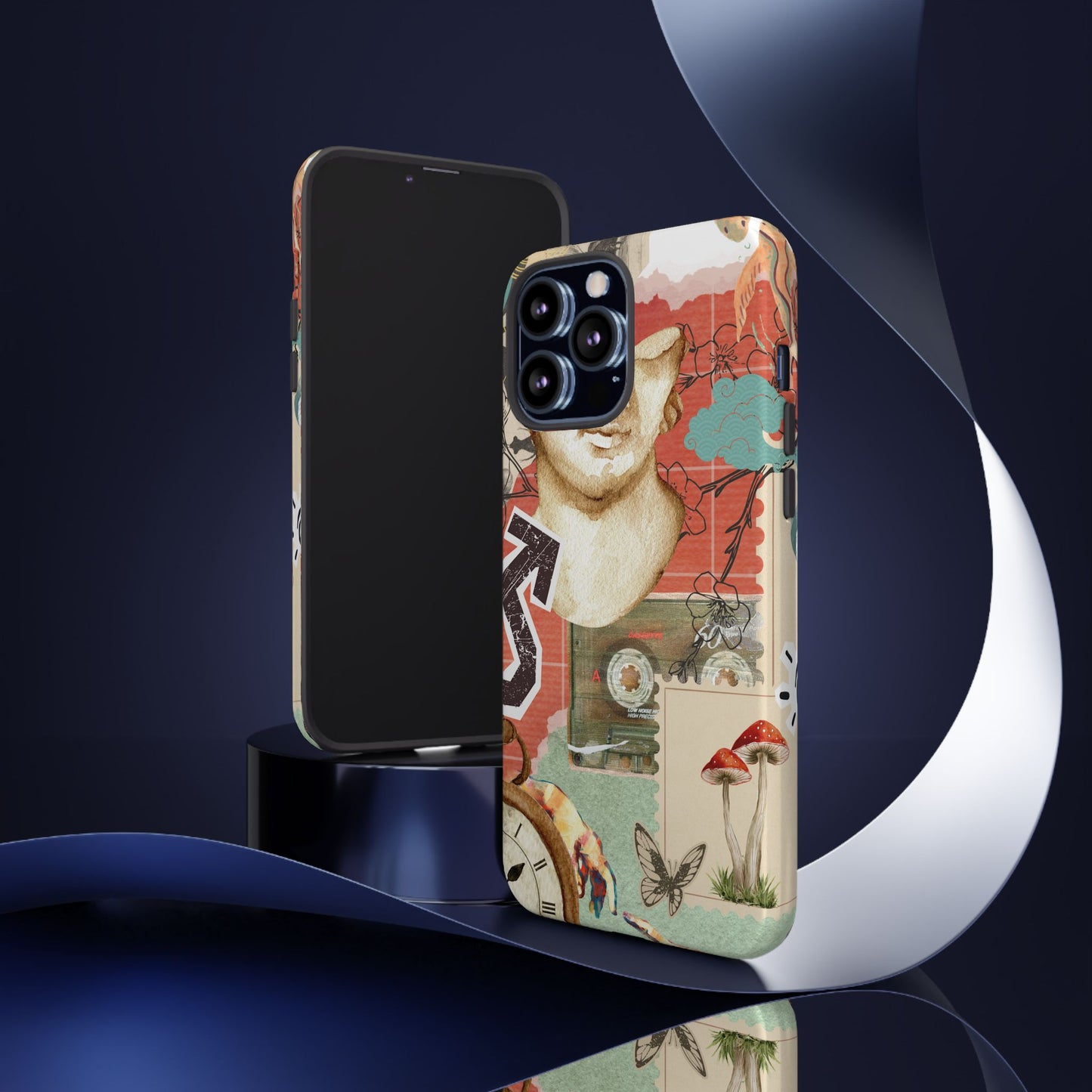 Artistic iPhone Case, Tough Cases with Vintage Design, Unique Phone Cover, Gift for Art Lovers, Protective Case for All Occasions, Vintage Collage Art