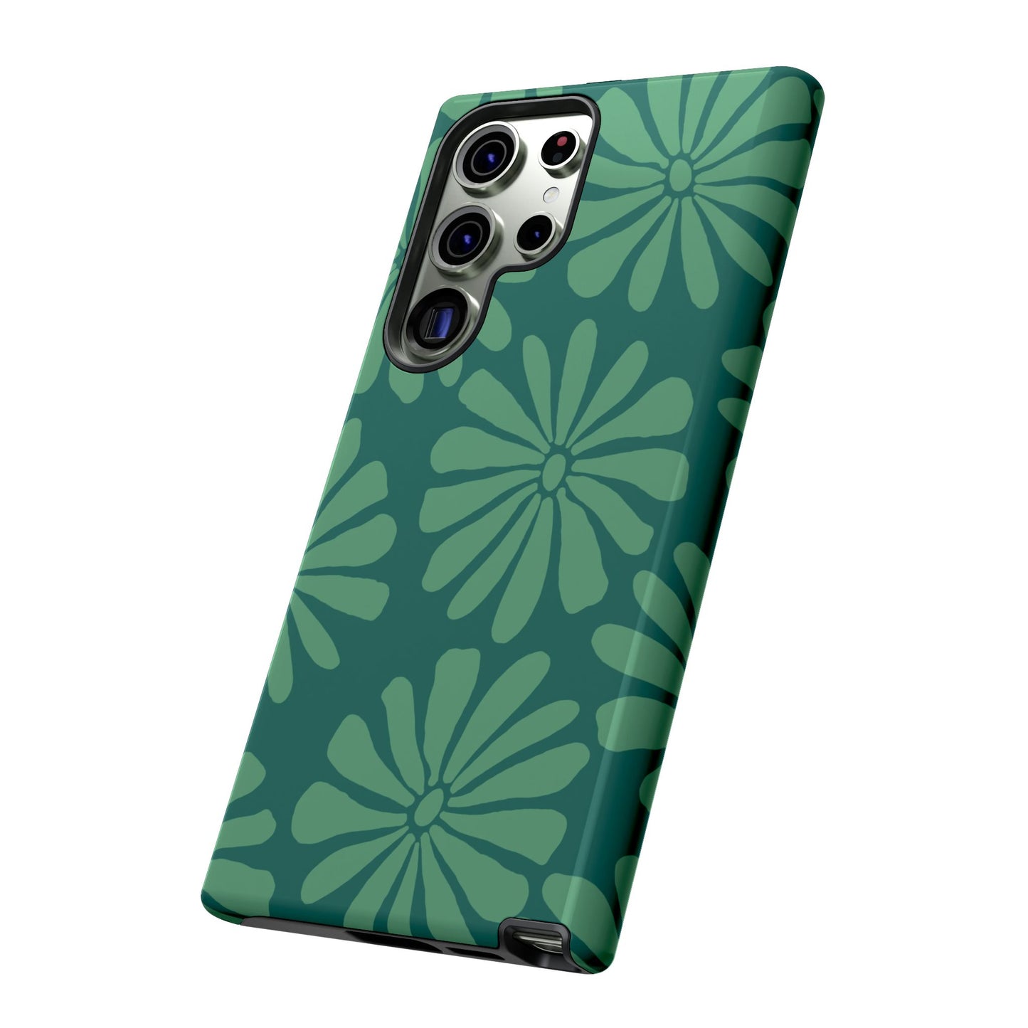 Stylish iPhone Case, Floral Phone Cover, Tough Phone Cases, Green Daisy Design, Unique Gift for Her, Spring Accessories