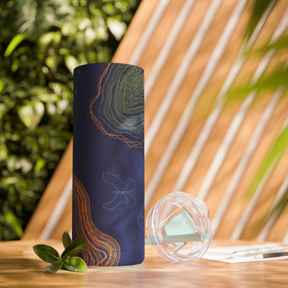 Boho Abstract Art Tumbler, 20oz Skinny Travel Mug, Stylish Drinkware for Camping, Gifts for Her, Home Decor