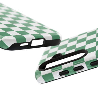 Stylish Phone Case - Green Checker Print, Trendy Phone Cover, Unique Gift, Modern Accessories, Eco-Friendly Case