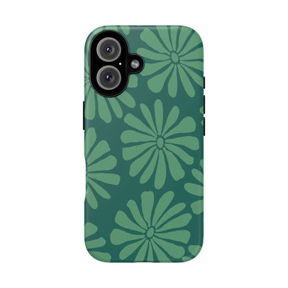 Stylish iPhone Case, Floral Phone Cover, Tough Phone Cases, Green Daisy Design, Unique Gift for Her, Spring Accessories