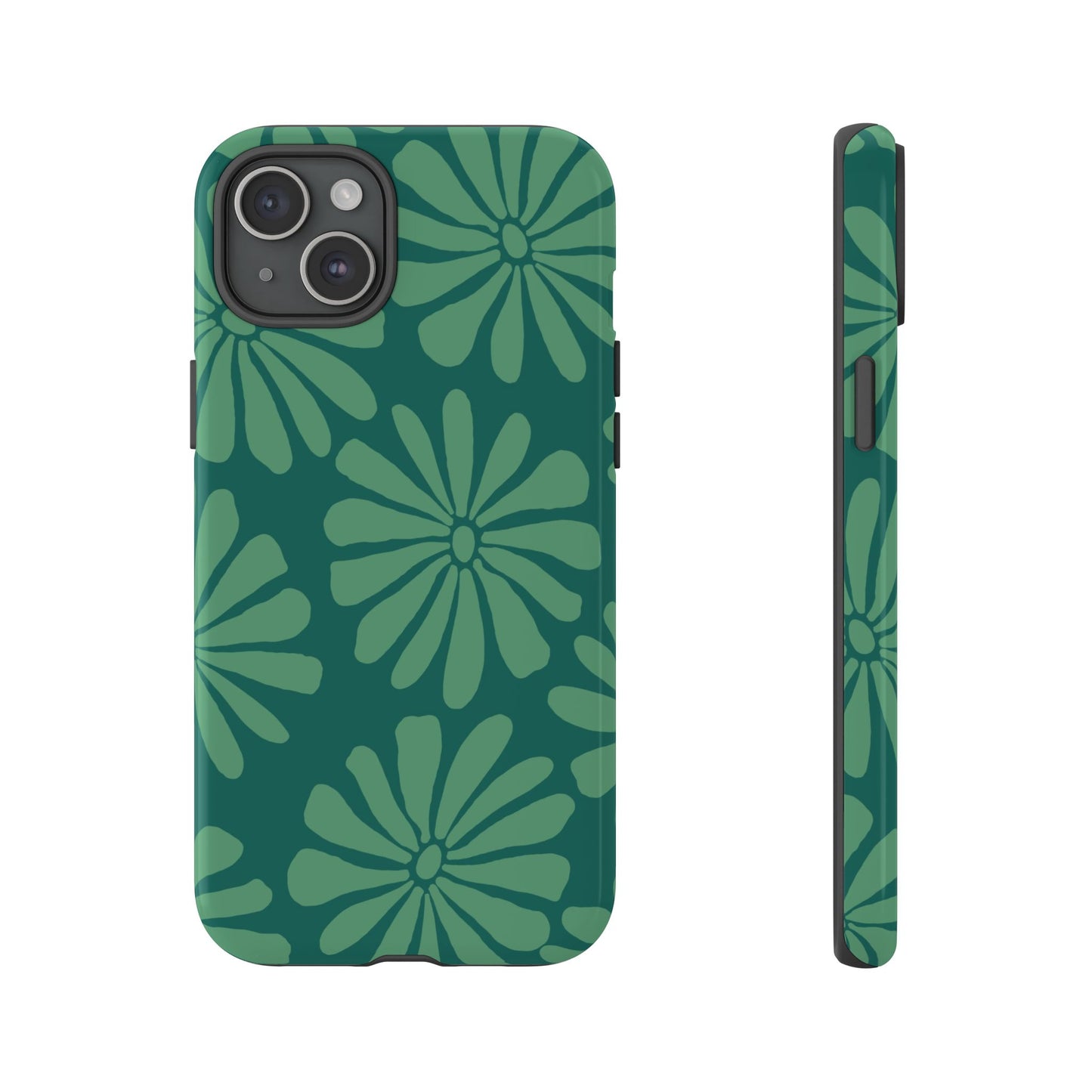 Stylish iPhone Case, Floral Phone Cover, Tough Phone Cases, Green Daisy Design, Unique Gift for Her, Spring Accessories