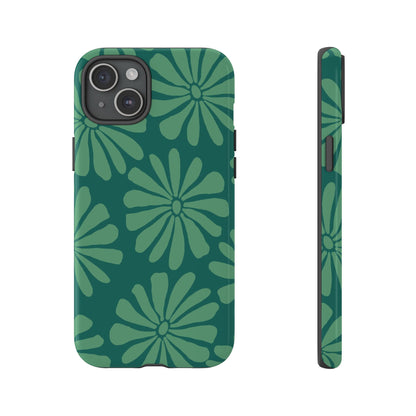 Stylish iPhone Case, Floral Phone Cover, Tough Phone Cases, Green Daisy Design, Unique Gift for Her, Spring Accessories