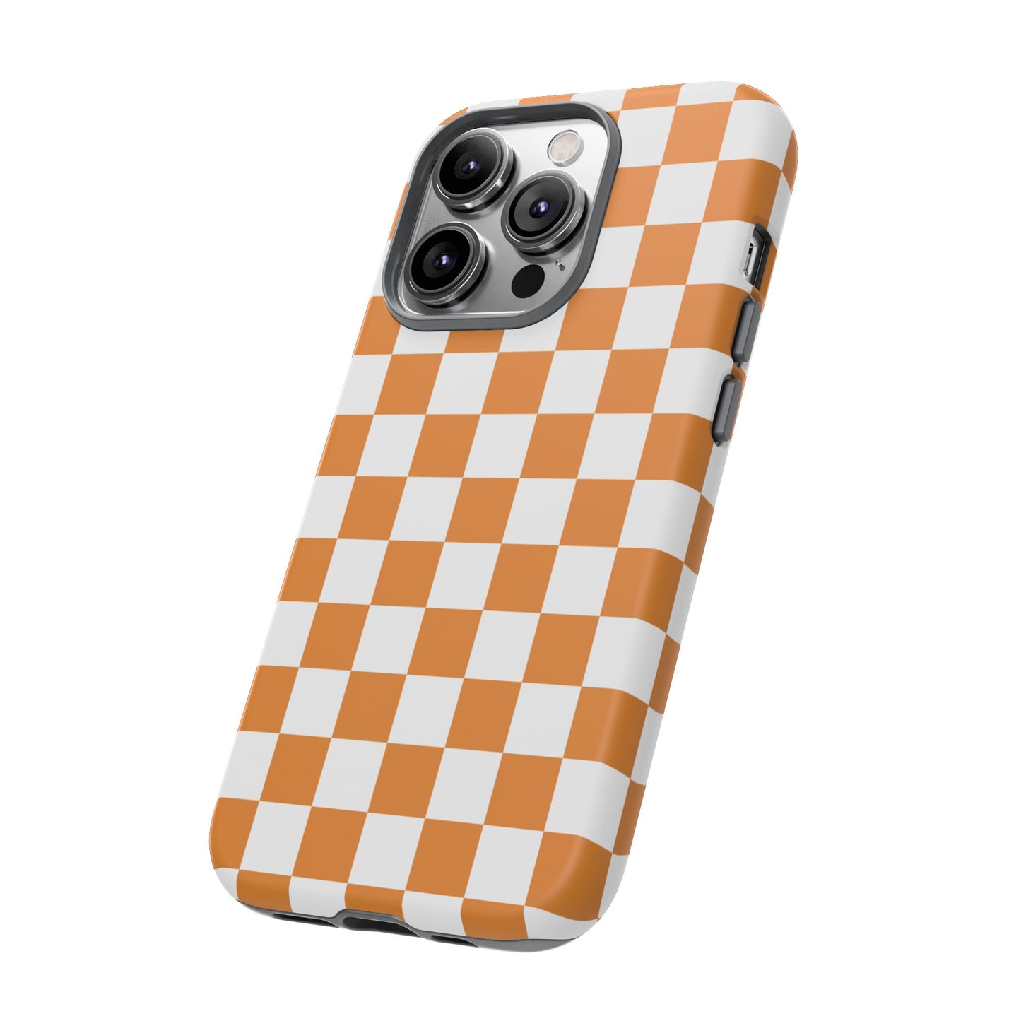 Orange Checkerboard Phone Case, Stylish Tough Cases for Protection, Gift for Friends, Trendy Cell Phone Accessories, Statement Tech Gear