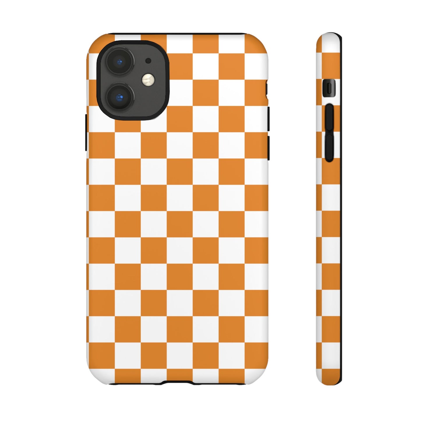 Orange Checkerboard Phone Case, Stylish Tough Cases for Protection, Gift for Friends, Trendy Cell Phone Accessories, Statement Tech Gear