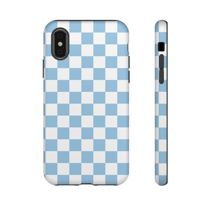 Blue Checkered Phone Case, Tough Phone Cover, Stylish Mobile Protector, Unique Gift for Him/Her, Trendy Accessories for Holidays