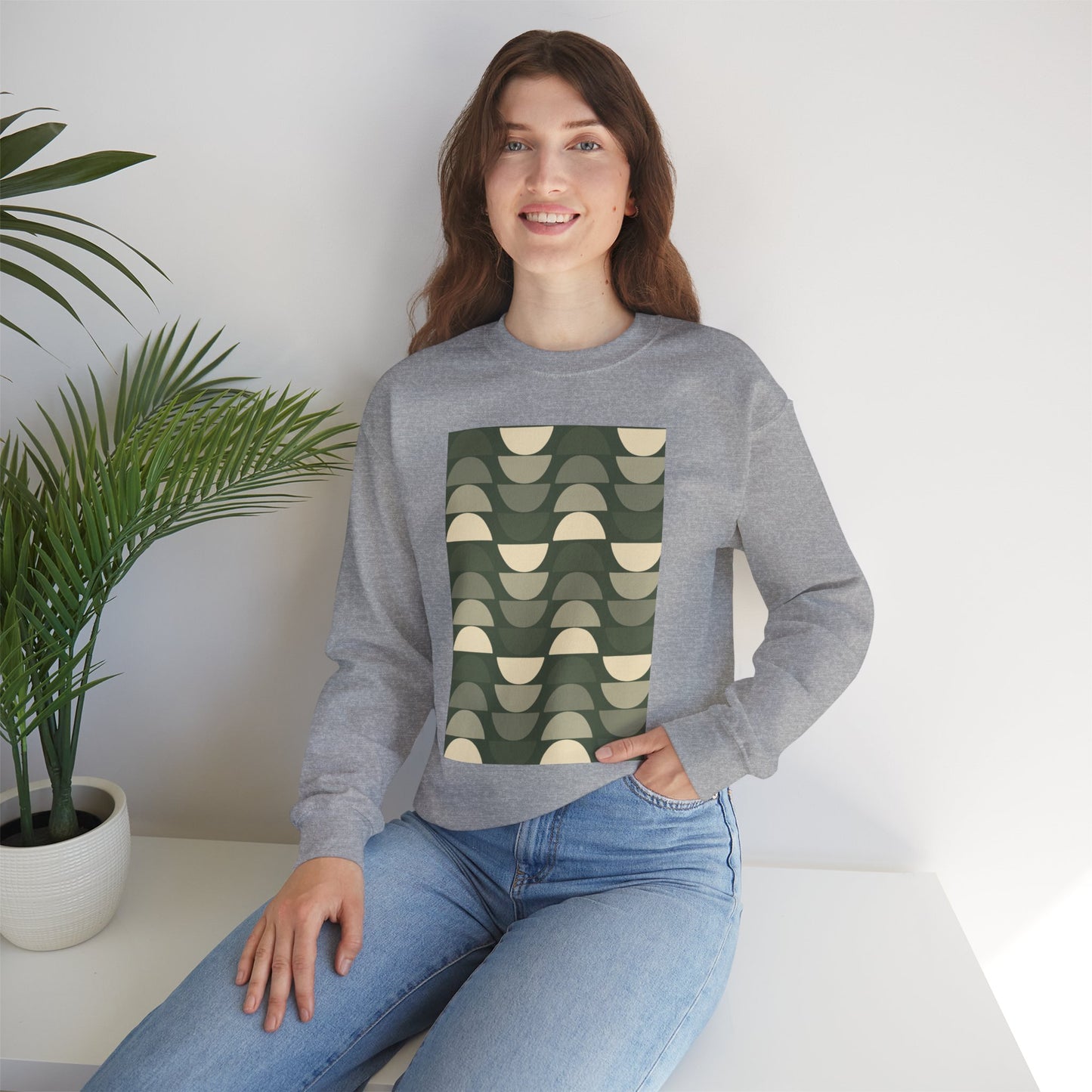 Stylish Geometric Crewneck Sweatshirt for Relaxed Vibes, Cozy Layer, Unisex Fashion Piece, Perfect Gift for Art Lovers, Casual Wear