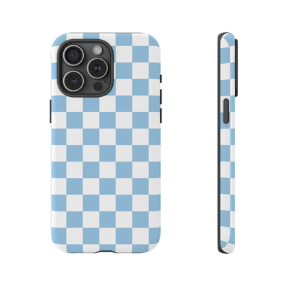 Blue Checkered Phone Case, Tough Phone Cover, Stylish Mobile Protector, Unique Gift for Him/Her, Trendy Accessories for Holidays