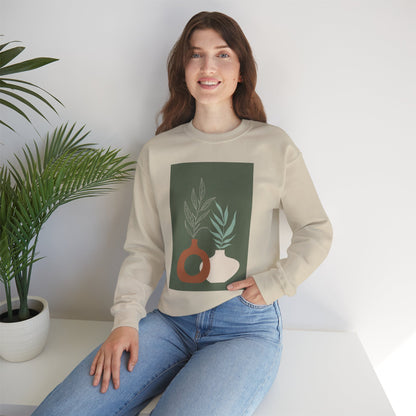 Botanical Minimalist Crewneck Sweatshirt, Cozy Unisex Pullover, Nature-Inspired Gift, Fall Fashion, Comfortable Layering Piece