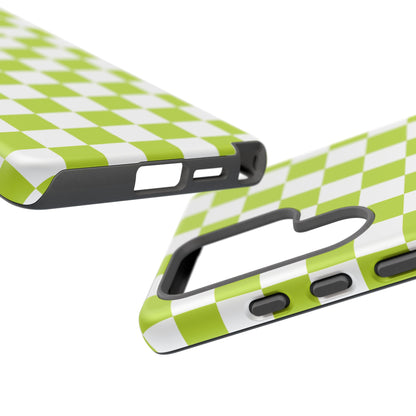 Lively Checker Pattern Phone Case | Tough Cases, Green Checkered Design, Unique Cell Phone Cover, Trendy Accessory, Gift Idea