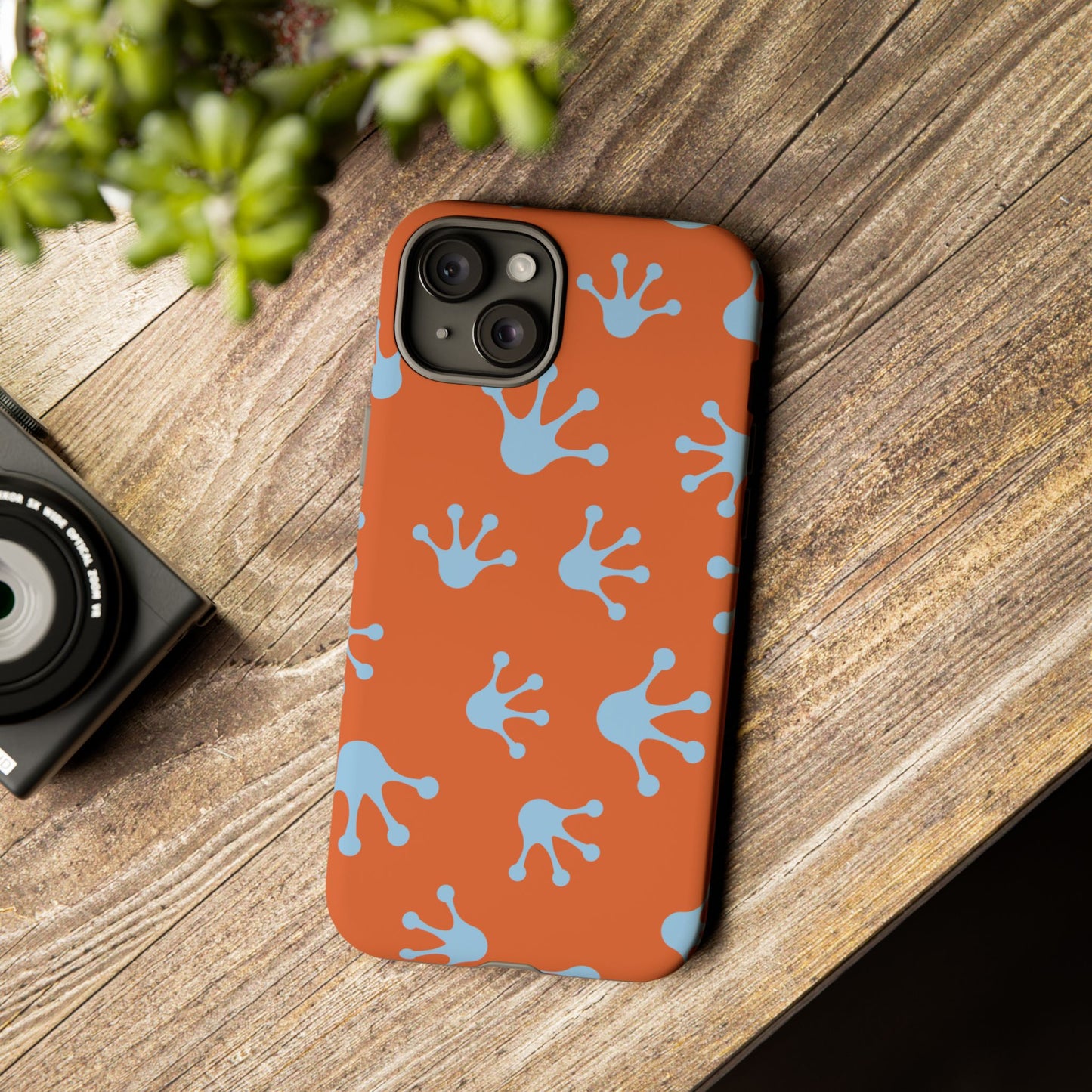 Frog Print Phone Case - Tough Cases, Orange Frog Design, Unique Gift, Fun Accessories, Vibrant Phone Cases, Cool Cases
