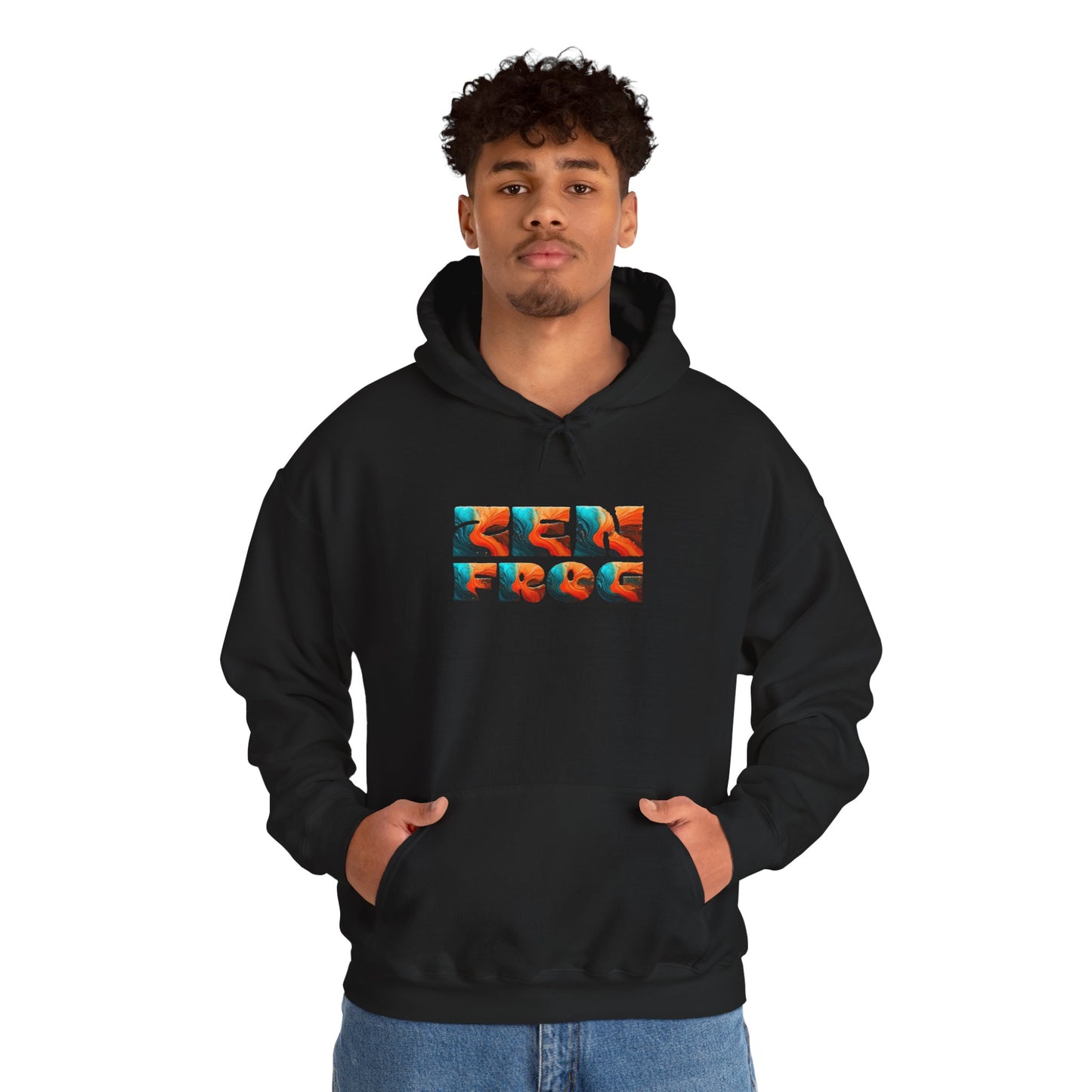 Zen Frog & Moon Unisex Hoodie, Cozy Sweatshirt for Relaxation, Gifts for Nature Lovers, Festival Wear, Everyday Comfort