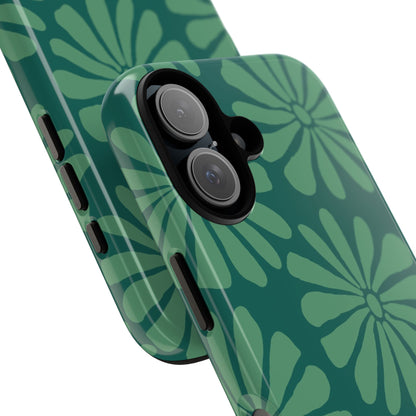 Stylish iPhone Case, Floral Phone Cover, Tough Phone Cases, Green Daisy Design, Unique Gift for Her, Spring Accessories