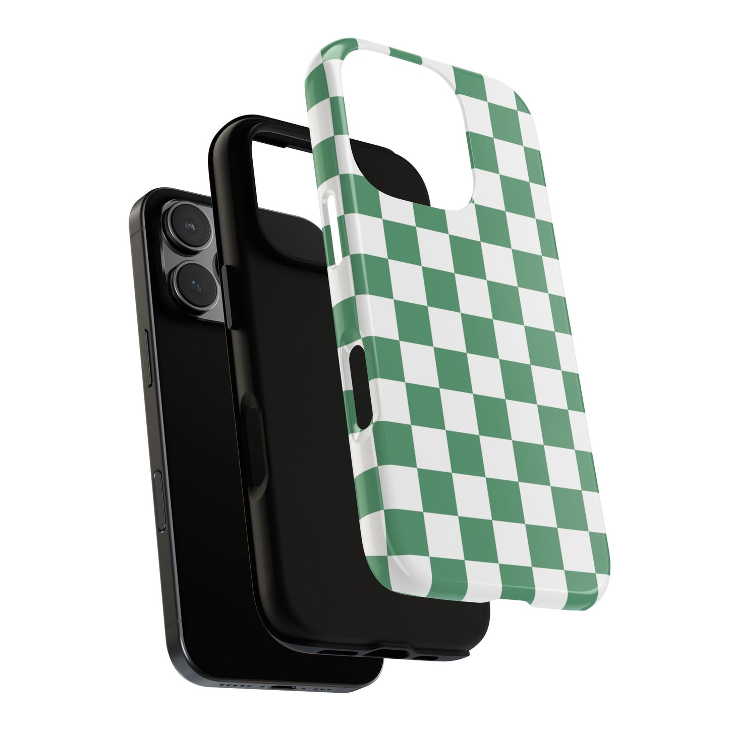Stylish Phone Case - Green Checker Print, Trendy Phone Cover, Unique Gift, Modern Accessories, Eco-Friendly Case