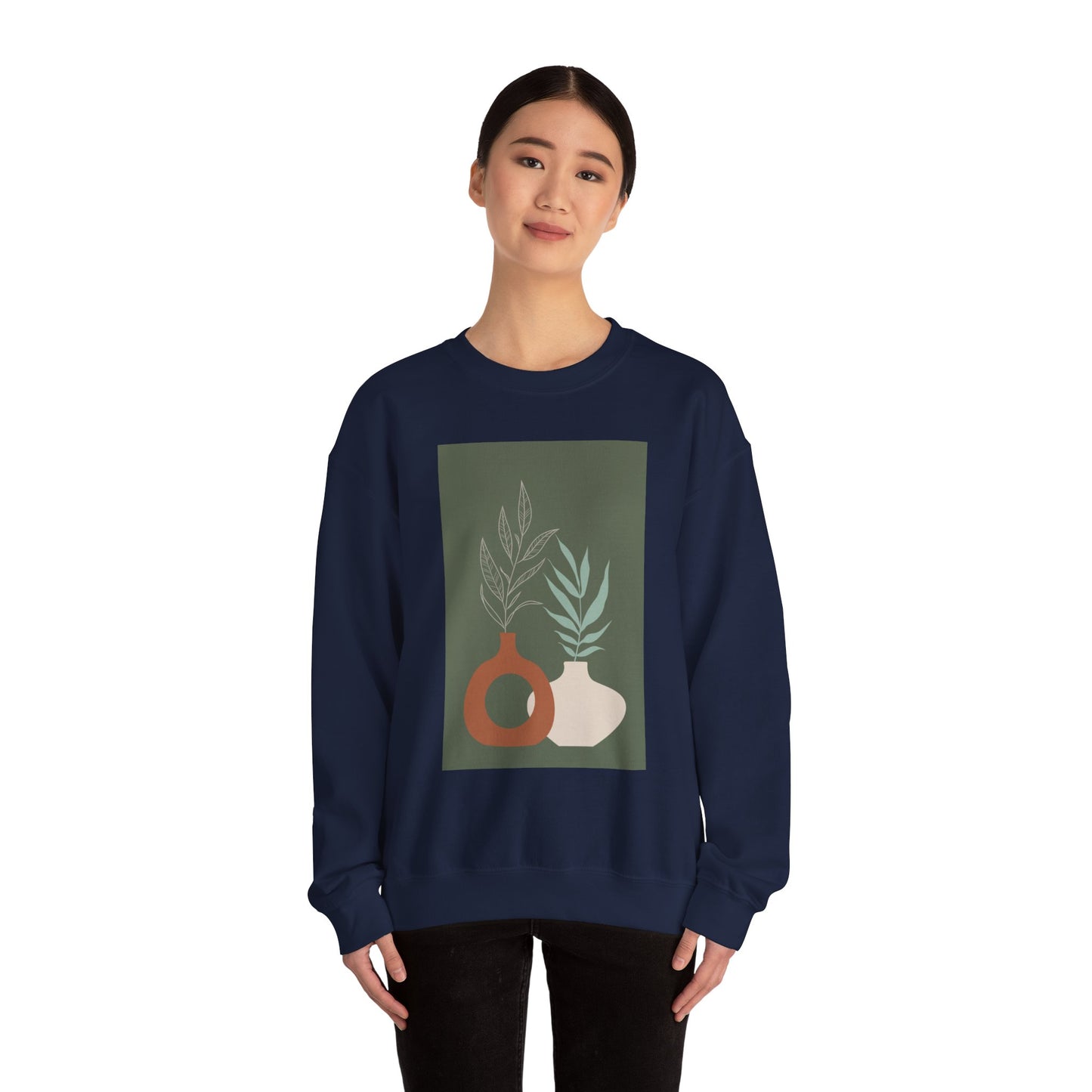 Botanical Minimalist Crewneck Sweatshirt, Cozy Unisex Pullover, Nature-Inspired Gift, Fall Fashion, Comfortable Layering Piece