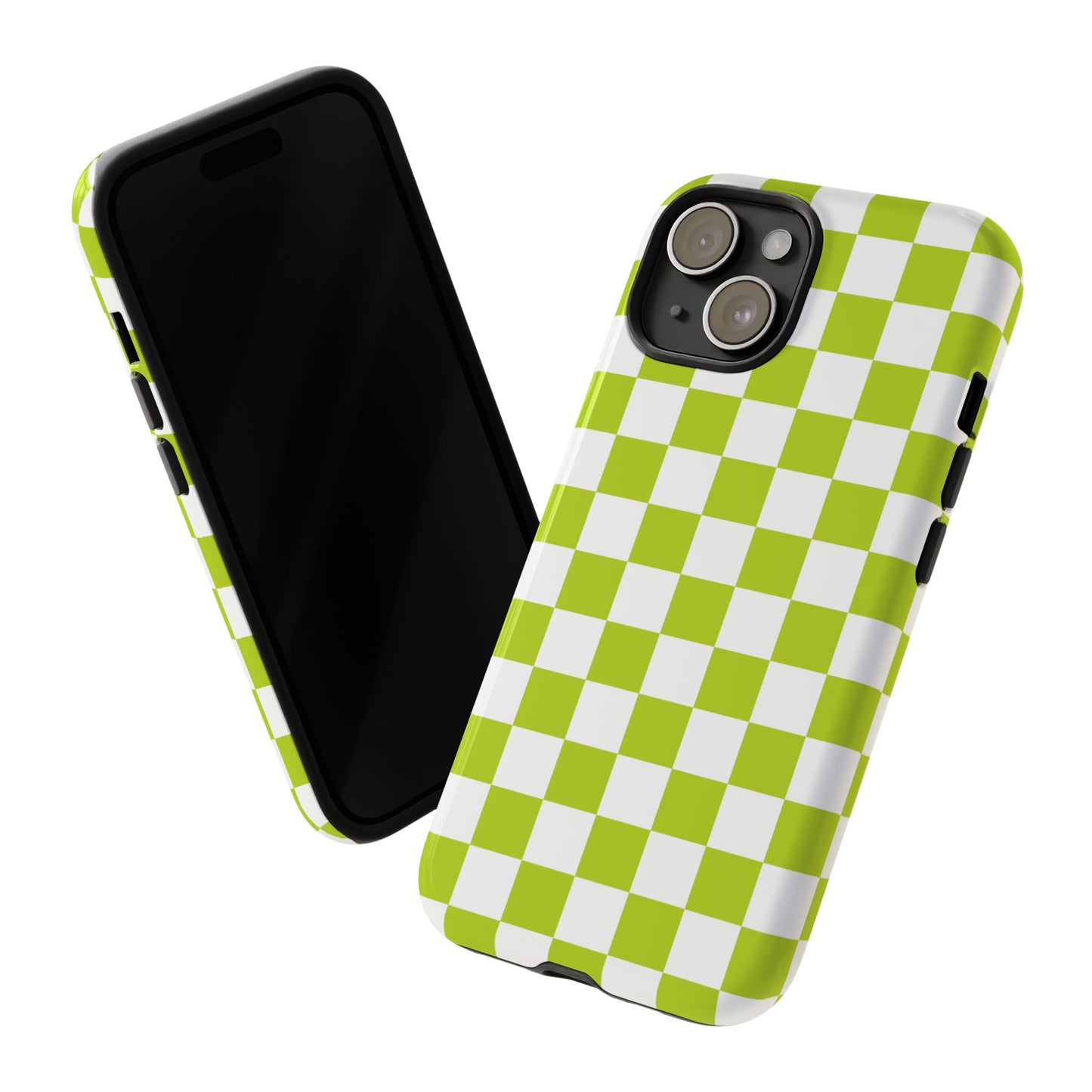 Lively Checker Pattern Phone Case | Tough Cases, Green Checkered Design, Unique Cell Phone Cover, Trendy Accessory, Gift Idea