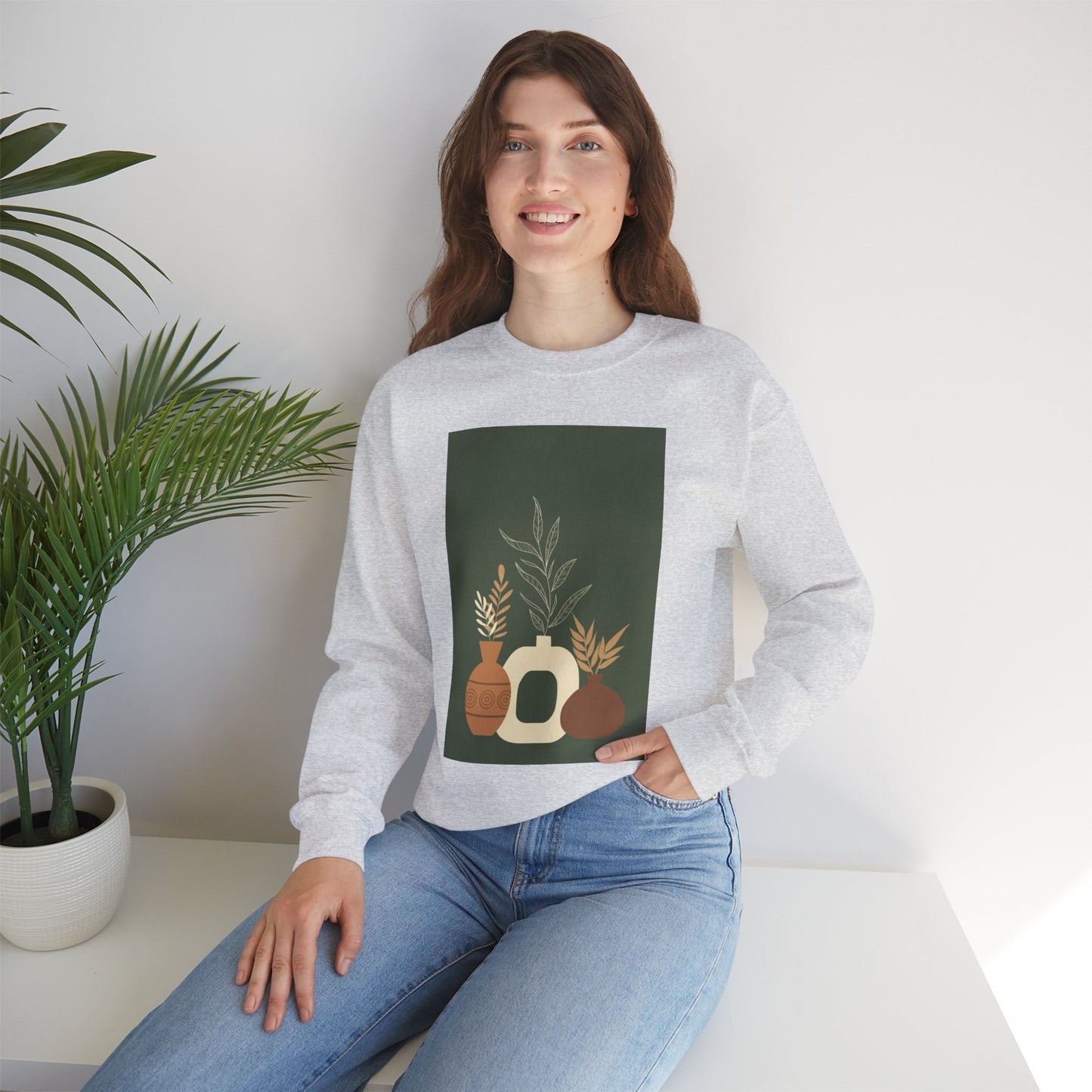 Fall-Inspired Botanical Crewneck Sweatshirt, Cozy Sweatshirt for Women, Warm Unisex Sweater, Autumn Gift,  Plant Lover Apparel