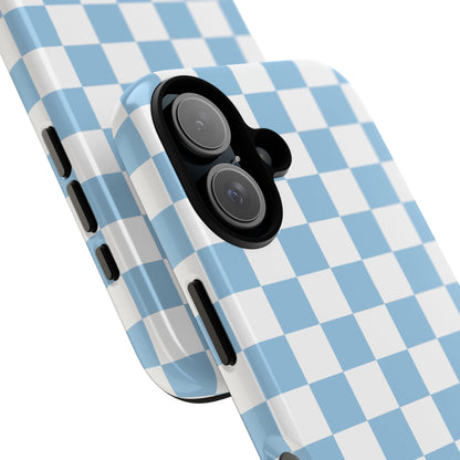 Blue Checkered Phone Case, Tough Phone Cover, Stylish Mobile Protector, Unique Gift for Him/Her, Trendy Accessories for Holidays